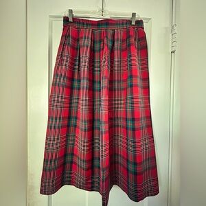 Vintage Pendleton Red and Green Plaid A-Line Skirt